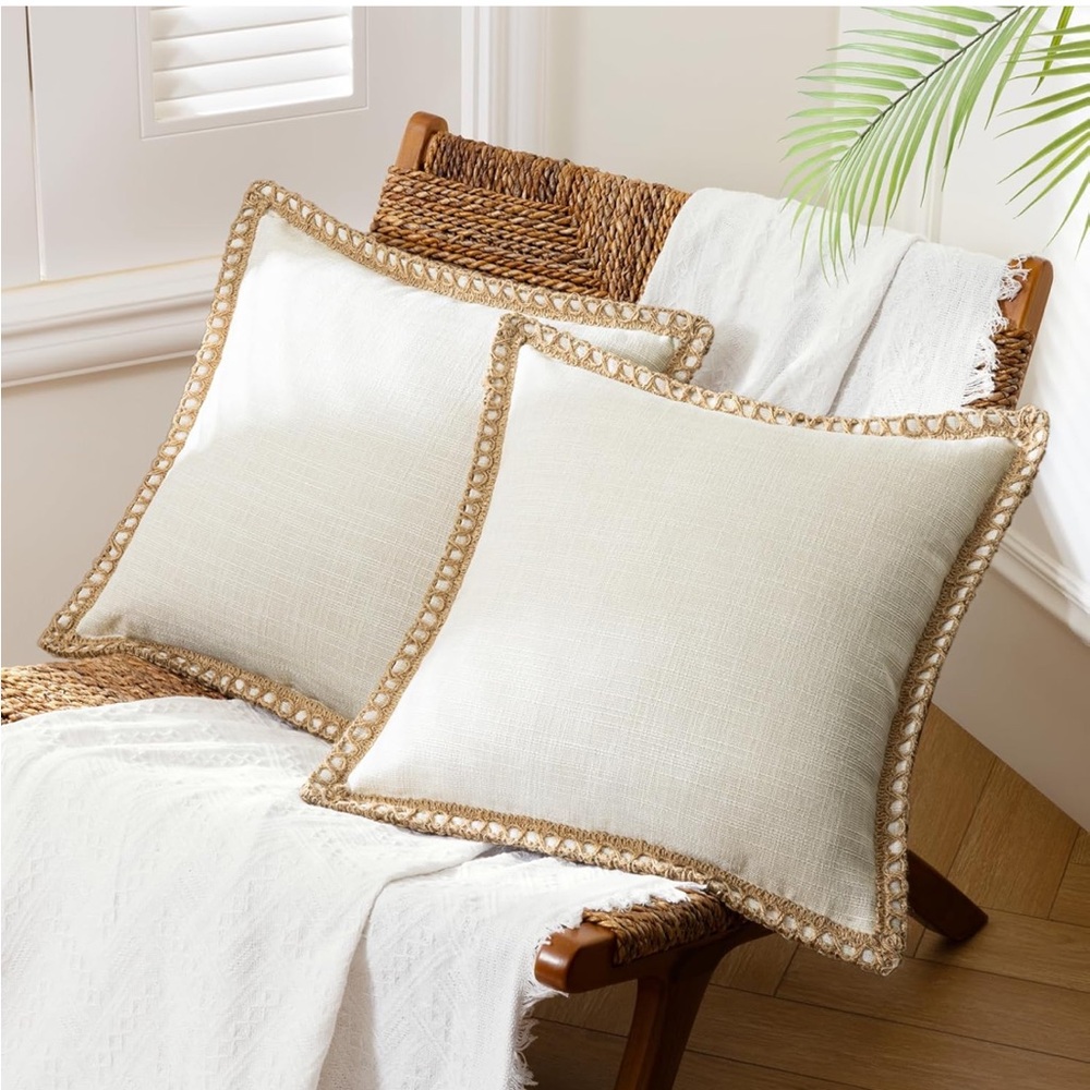 Phantoscope Farmhouse Linen Throw Pillow Covers